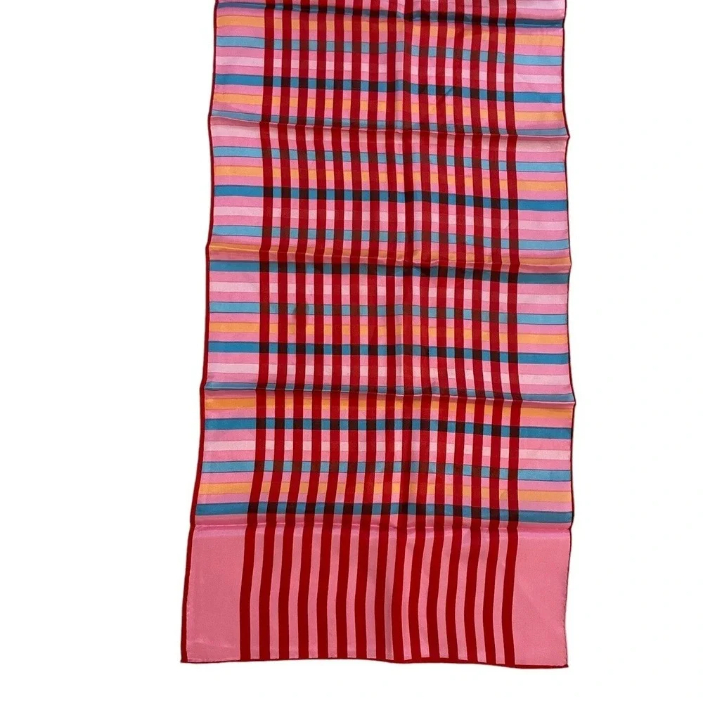 Plaid Striped Scarf Womens Pink Red‎ Rectangular Classic Preppy Chic Versatile
